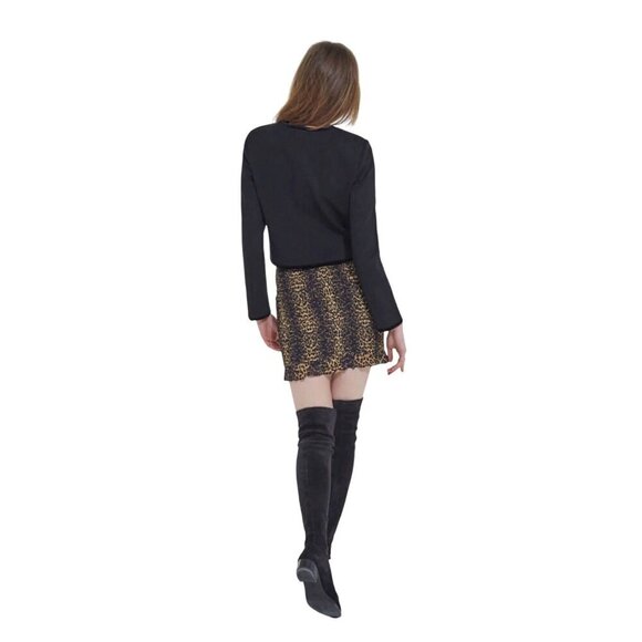 NWT The Kooples Leopard Mini Skirt Stylish with Stretchy‎ Smocking Sz 8 - Picture 12 of 12